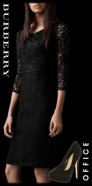Burberry black lace dress Office Minted court black suede